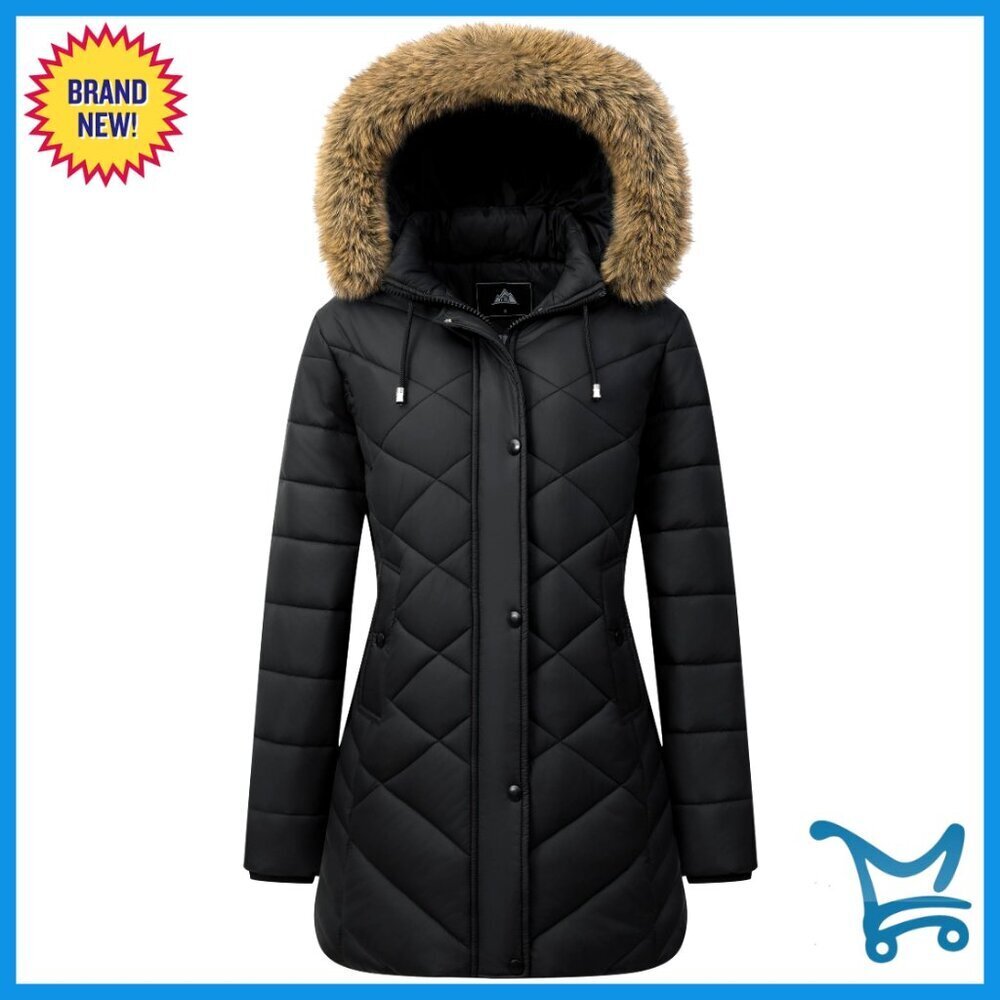 Long Winter Down Jacket Waterproof Windproof Fleece Lined Hooded Puffer Coat